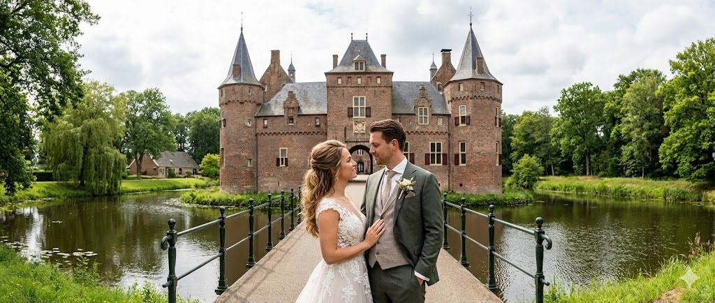 Bruidsstyling door Felicia Tiebosch — bruidskapsel en bruidsmake-up op locatie